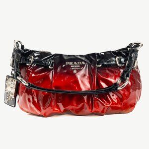 Prada Rosso & Argento Vernice Sfumata Gradient Patent Leather Handbag